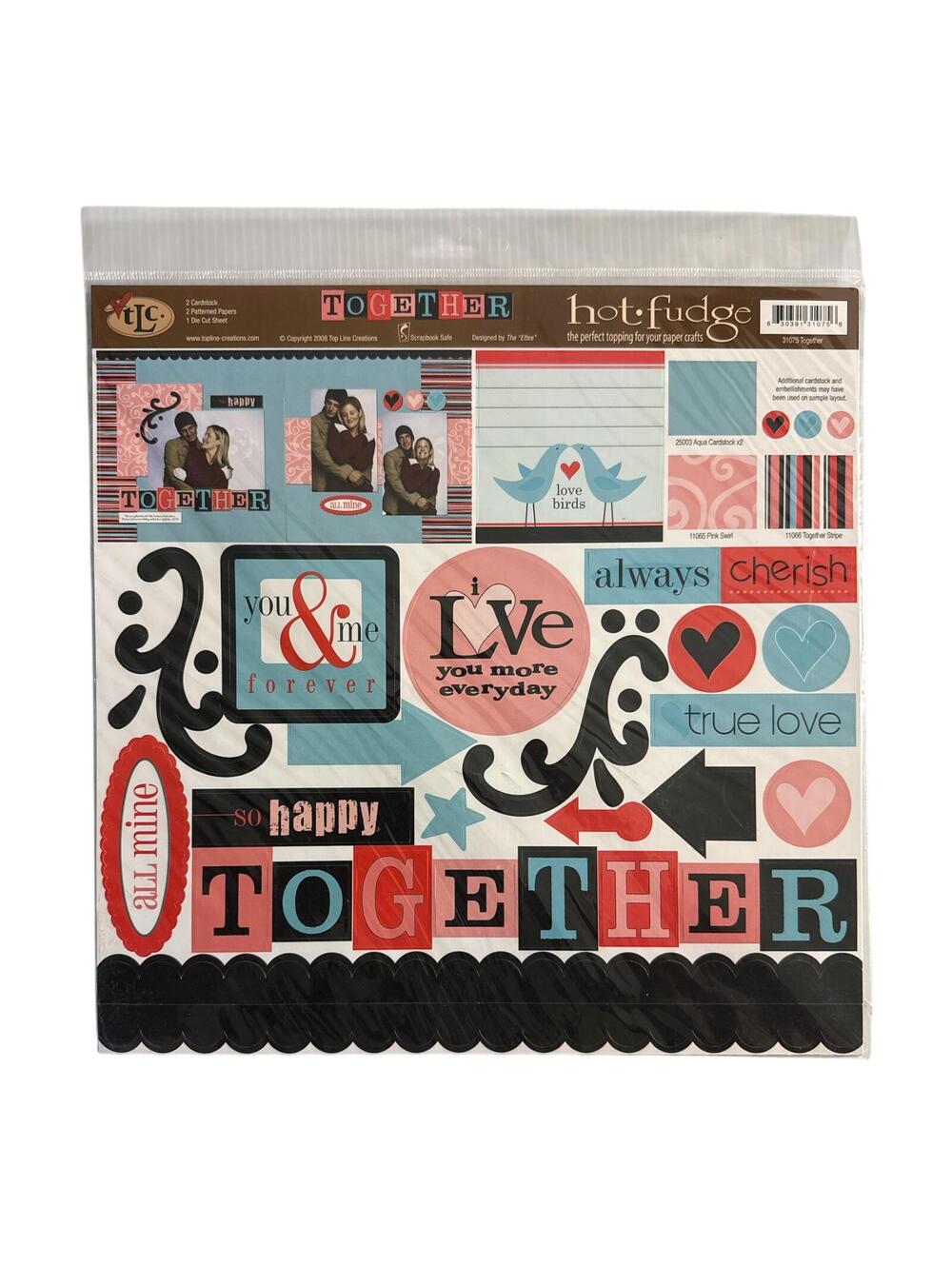 TLC 2008 Hot Fudge "Together" Scrapbook Paper Embellishments Pack